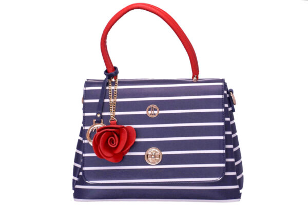 Disponible azul marino con franjas blancas